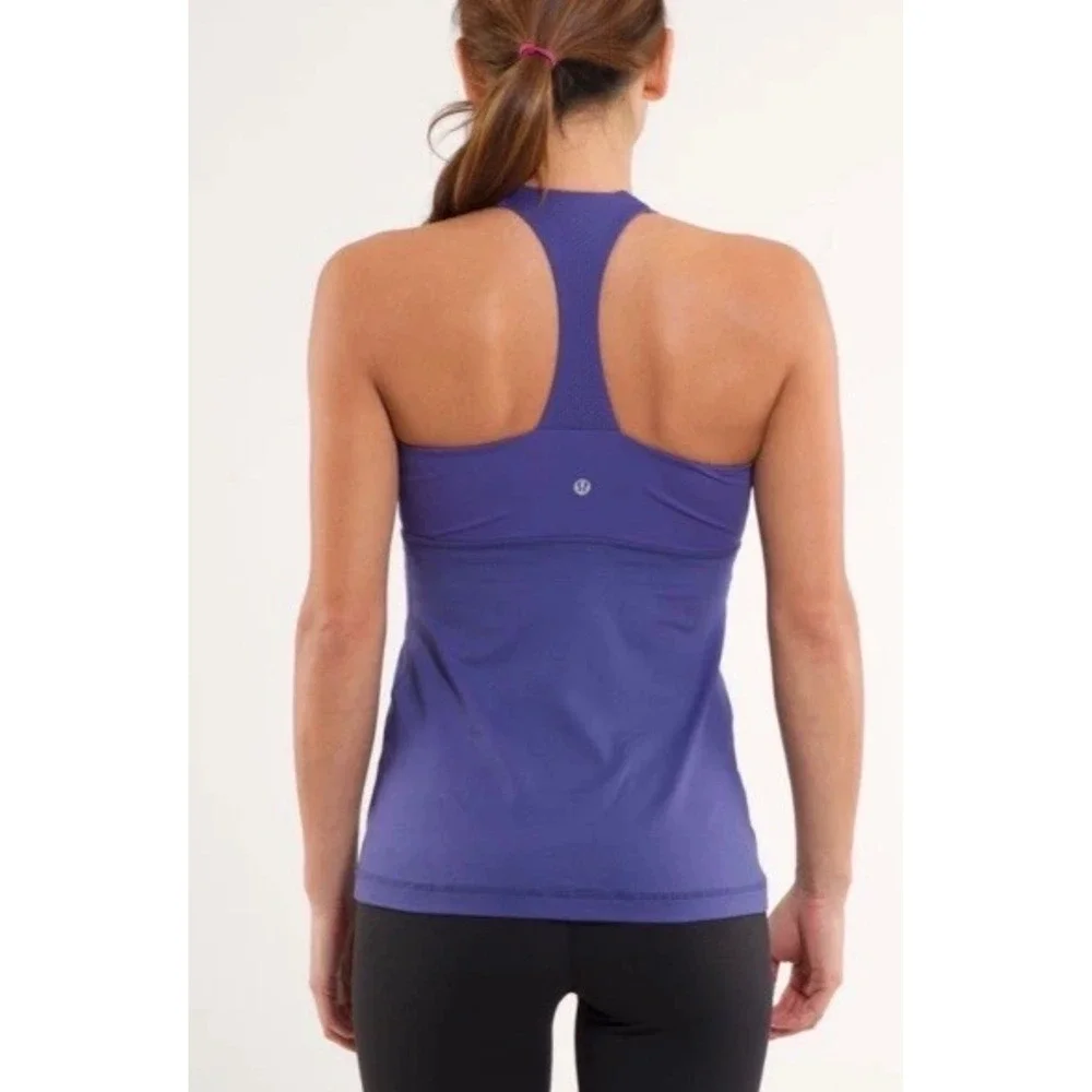 Lululemon‎ Deep Breath Tank Top Women Size 8 Blue Racerback Athletic Yoga